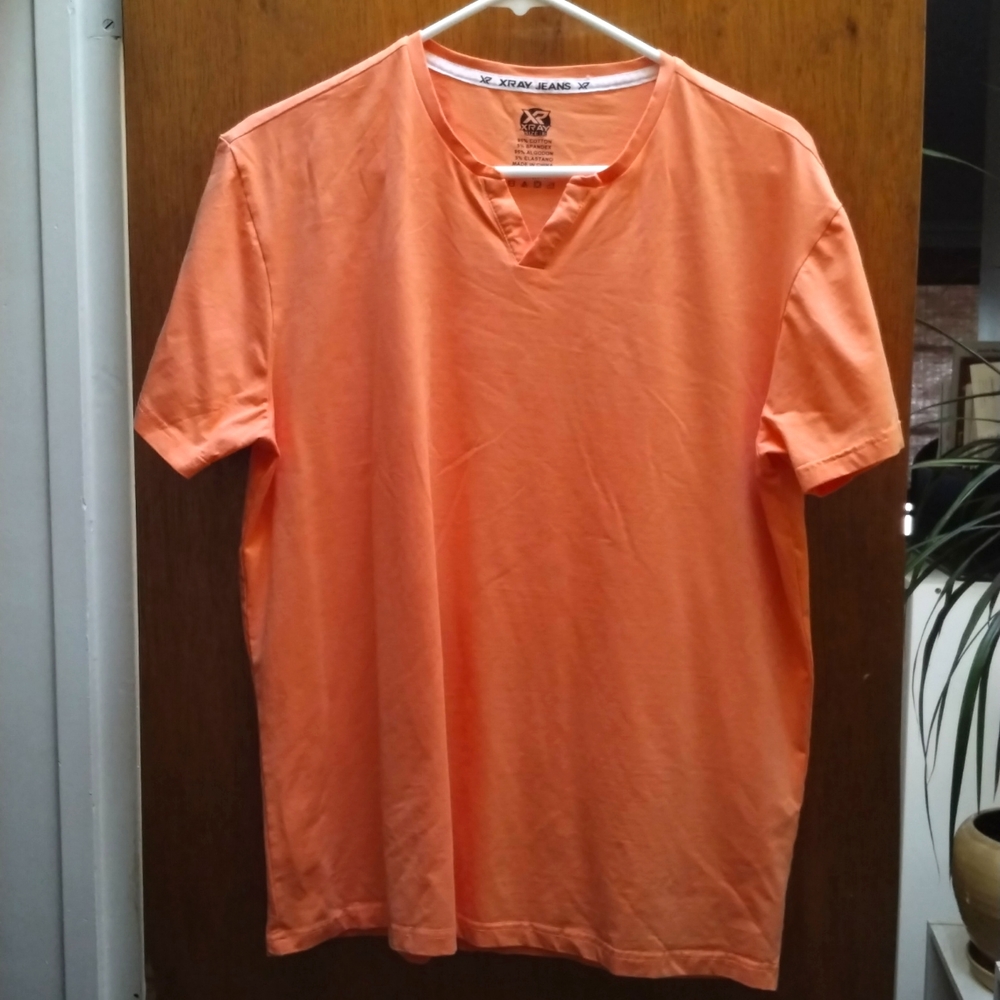 XRay Jean's Neon Melon V Neck Tee Size XL